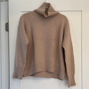 360 Cashmere Soft Beige Oversized Turtleneck Sweater